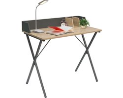Bealive® Bureau - Werktafel - Computer desk - Inklapbaar - Compact - Verplaatsbaar - Licht eiken - Metaal - 90 x 50 x 73 cm