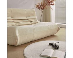 Beanbag Bank Dubbel Teddy Fleece 149 x 114 x 82 cm – Oversized Lounge Bank voor Binnen & Buiten – Ergonomische Lazy Sofa Tweezits – Beige – Pauwhome