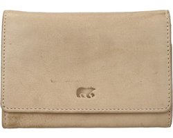 Bear Design Portemonnee / Portefeuille Dames - Ritsportemonnee - Leer - Flappie - Beige