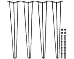 Bearly Tafelpoten - Tafellopers - Bureau Poten - Set Van 4 Stuks - Laadvermogen Pet Poot 100KG - 61CM Hoog - Zwart