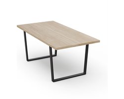Bearsdon Eettafel Hout, Massief Houten Eettafel, Tafel voor Eetkamer, 4 tot 6 Personen, Scandinavische Keukentafel met Metalen Poten, 180 cm, Grote Houten Tafel, Rustiek