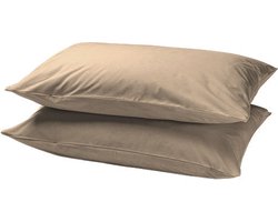 Beau Maison | Katoenen Kussenslopen Taupe - 100% Perkaal Katoen - 60x70cm | Set van 2 stuks