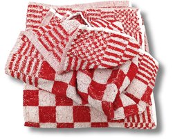 Beau Maison Keuken Handdoek (3 stuks) Geblokt Rood - 50x50 cm