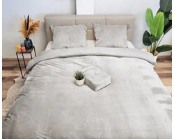 Beau Maison Velvet Velours - Dekbedovertrek - Zilver - 2-Persoons 200x200/220 - Inclusief 2 kussenslopen