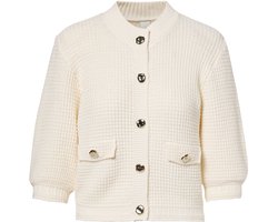 Beaumont vest ecru met wafelstructuur en goudkleurige knopen voor dames - L (40)
