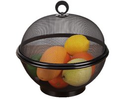 Beautiful Fruitmand met Vliegenkap - Zwart - Diameter: 22,5 cm - Fruitopberger - Zwarte Fruitmand