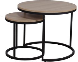 Beautiful Life®️ Salon Tafel - Ronde Tafel - Tafelset van 2 - Rond Tafeltje - Licht Hout