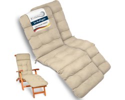 Beautissu 2x Deckchair Kussen 200x50x8 cm - Ligstoelkussen Natuur - Matraskussen voor Hangmatten en tuin-/terrasstoelen - Flair DC