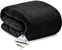 Beautissu Aurelia - Woondeken & Plaid - 220x240 cm - Zwart - Zachte microvezel fleece