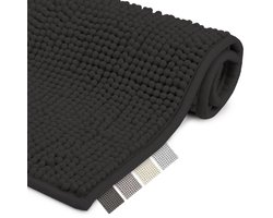 Beautissu Badmat Antislip 70x120cm Beaumare WR - Douchemat Zwart Badmat - WC Tapijt, Vloermat voor Douche of Badkamer