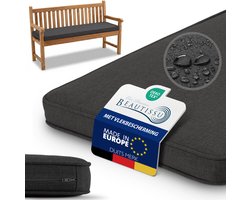 Beautissu Bankkussen Outdoor 110x40 cm – Weerbestendig Zitkussen voor Tuinbank, Balkon & Terras – Zacht Kussen voor Bank met Aafneembare Hoes & Ritssluiting – Wasbaar 30 °C – Antraciet – Calme BK