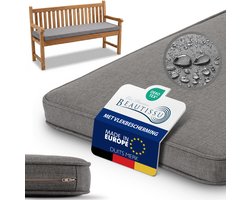 Beautissu Bankkussen Outdoor 110x40 cm – Weerbestendig Zitkussen voor Tuinbank, Balkon & Terras – Zacht Kussen voor Bank met Aafneembare Hoes & Ritssluiting – Wasbaar 30 °C – Lichtgrijs – Calme BK