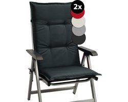 Beautissu Base HL Set 2x Tuinkussens Hoge Rug 120 x 50 x 6 cm Zitkussen Antraciet Kussen Tuinstoelkussen