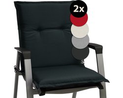 Beautissu Base NL – Set van 2 Tuinstoelkussens Lage Rug 100x50x6 cm Antraciet Kussen voor Tuinstoelen Zitkussen