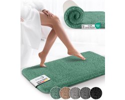 Beautissu BeauMare FL – Badmat Antislip 80x50 cm Groen – Hoogpolig Tapijt – Voor Vloerverwarming – Zacht Badmat voor Douche Badkuip WC