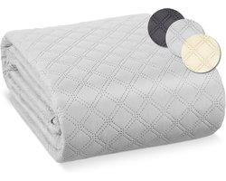 Beautissu Bedspread 240x260cm Olivia Bed Sheet for Boxspring Bed & Sofa Quilted Blanket - Large Breathable Bed Cover Elegant Couch Blanket - Light Grey