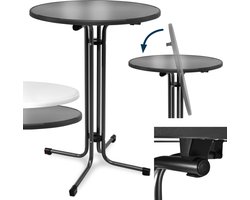 Beautissu Bellini – Inklapbaar Statafel Rond Ø 70 cm Zwart – Outdoor Tafel Weerbestendig Hittebestendigheid – Eenvoudige Montage Voorgemonteerd