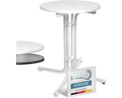 Beautissu Bistroni Bistrotafel Buiten 60 cm - Waterdicht Opvouwbare Ronde Tuintafel Balkontafel - Campingtafel Hoge Tafel - Hoogte 70 cm - Wit