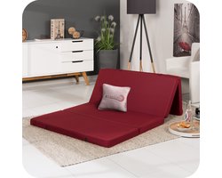 Beautissu Campix - opvouwbare matras 120x195 cm - reisbed matras & gastenmatras- zitblok opvouwbaar - rechthoekig in donkerrood