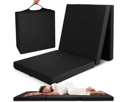Beautissu Campix - opvouwbare matras 60x190 cm - reisbed matras & gastenmatras- zitblok opvouwbaar - rechthoekig in zwart
