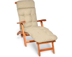 Beautissu Deckchair Kussen 200x50x8 cm - Ligstoelkussen Natuur - Matraskussen voor Hangmatten en tuin-/terrasstoelen - Flair DC
