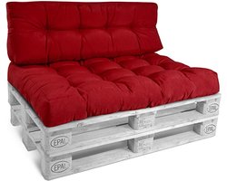 Beautissu Elements – 2x Rugkussen Palletkussen 60x40 cm – Rood – Matraskussen kwaliteit