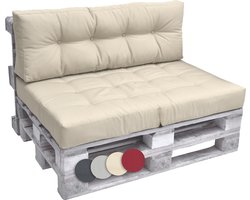 Beautissu Elements – Palletkussen Set – 1x Zitkussen 120x80 cm & 1x Rugkussen 120x40 cm – Natuur