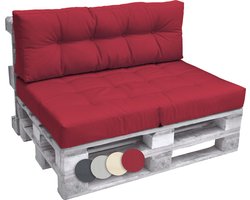 Beautissu Elements – Palletkussen Set – 1x Zitkussen 120x80 cm & 1x Rugkussen 120x40 cm – Rood