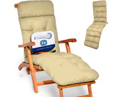 Beautissu Flair DC Deckchair Kussen 200x50x8 cm Taupe – Ligstoelkussen