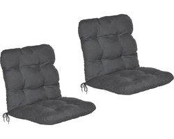 Beautissu Flair NL – Set van 2 Tuinkussen Lage Rug Antraciet – 100x50 cm – Zitkussen Matraskussen voor Tuin Meubelen