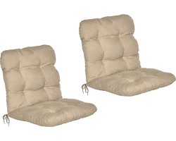 Beautissu Flair NL – Set van 2 Tuinkussen Lage Rug Natuur – 100x50 cm – Zitkussen Matraskussen voor Tuin Meubelen