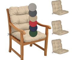 Beautissu Flair NL – Set van 4 Tuinkussen Lage Rug Natuur – 100x50 cm – Zitkussen Matraskussen voor Tuin Meubelen