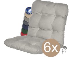 Beautissu Flair NL – Set van 6 Tuinkussen Lage Rug Grijs– 100x50 cm – Zitkussen Matraskussen voor Tuin Meubelen