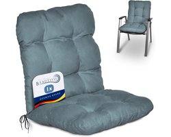 Beautissu Flair NL Stoelkussen Lage Rugleuning 100x50x8 cm Duifblauw – Tuinstoelkussen