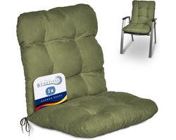 Beautissu Flair NL Stoelkussen Lage Rugleuning 100x50x8 cm Olijfgroen – Tuinstoelkussen