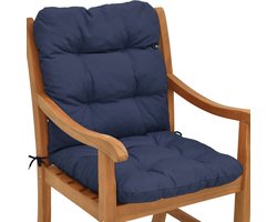 Beautissu Flair NL Tuinkussen Lage Rug Blauw 100x50 cm Zitkussen Matraskussen voor Tuin Meubelen