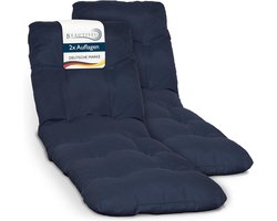 Beautissu Flair RL 2x – Ligbedkussen Tuinkussen Ligstoel – Zonnebed Kussen voor Tuin Meubelen 190x60x8 cm Blauw