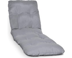 Beautissu Flair RL – Ligbedkussen Tuinkussen Ligstoel – Zonnebed Kussen voor Tuin Meubelen 190x60x8 cm Grijs