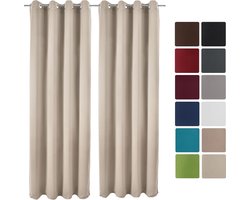 Beautissu - Gordijnen - Verduisterend - Plooiband Amelie BO - Kant en Klaar - 140x245cm - Crème - set van 2