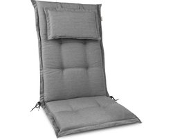 Beautissu HighLux HL – Tuinkussen Hoge Rug Kussen 120x50x7cm – Outdoor Zitkussen voor Tuinstoel Licht Grijs