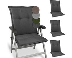 Beautissu HighLux NL – Set van 4 Tuinkussen Lage Rug Kussen 105x50x7cm – Outdoor Zitkussen voor Tuinstoel Antraciet