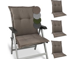 Beautissu HighLux NL – Set van 4 Tuinkussen Lage Rug Kussen 105x50x7cm – Outdoor Zitkussen voor Tuinstoel Taupe