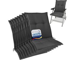 Beautissu HighLux NL – Set van 8 Tuinkussen Lage Rug Kussen 105x50x7cm – Outdoor Zitkussen voor Tuinstoel Antraciet