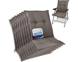 Beautissu HighLux NL – Set van 8 Tuinkussen Lage Rug Kussen 105x50x7cm – Outdoor Zitkussen voor Tuinstoel Taupe