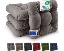 Beautissu HighLux SK – Set van 4 Premium Stoelkussen 35x35 cm Lichtgrijs – Robuust Zitkussen UV-bestendig – 8 cm Dik – Indoor & Outdoor – Tuinkussen Balkon