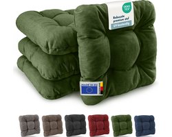 Beautissu HighLux SK Set van 4 Premium Stoelkussen 40x40 cm Groen Robuust Zitkussen UV-bestendig 8 cm Dik Indoor & Outdoor Tuinkussen Balkon