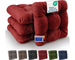 Beautissu HighLux SK – Set van 4 Premium Stoelkussen 40x40 cm Rood – Robuust Zitkussen UV-bestendig – 8 cm Dik – Indoor & Outdoor – Tuinkussen Balkon
