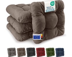Beautissu HighLux SK – Set van 4 Premium Stoelkussen 40x40 cm Taupe – Robuust Zitkussen UV-bestendig – 8 cm Dik – Indoor & Outdoor – Tuinkussen Balkon