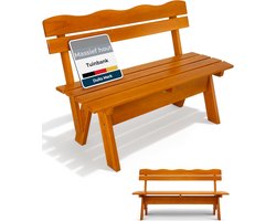 Beautissu Houten Tuinbank RD – Weerbestendig 3 Personen 150 cm breed – Massief Hout Gelakt – Duurzaam Robuust Tuinbank Hout voor Balkon Terras Serre of Tuin