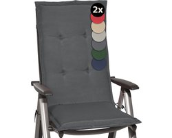 Beautissu Loft HL Set 2 x Tuinkussens Hoge Rug- 120 x 50 cm - Antraciet Kussen - Zitkussen UV- Lichtecht Tuinstoelkussen